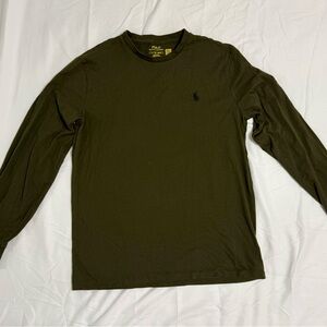 Men's Olive Green Polo Long Sleeve Shirt